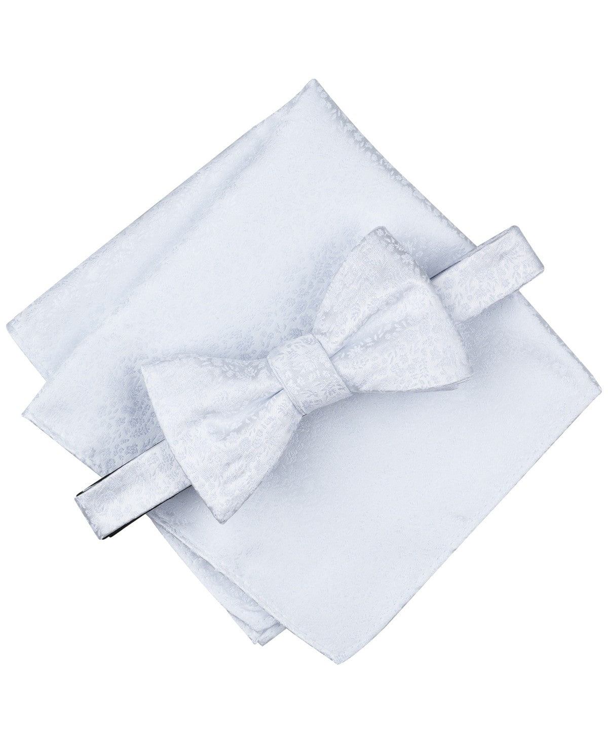 Bar III Mens Floral Bow Tie & Pocket Square Set White