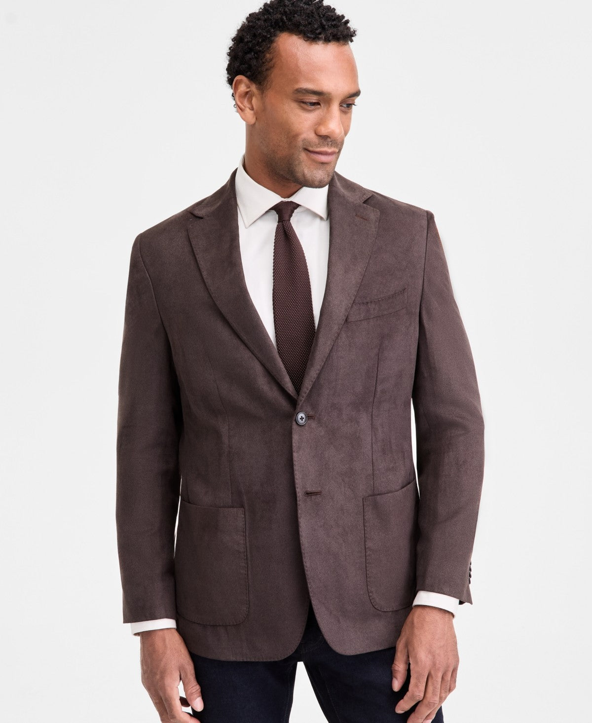 Michael Kors Mens Classic fit Sport Coat Blazer 48 R Brown Solid Stretch