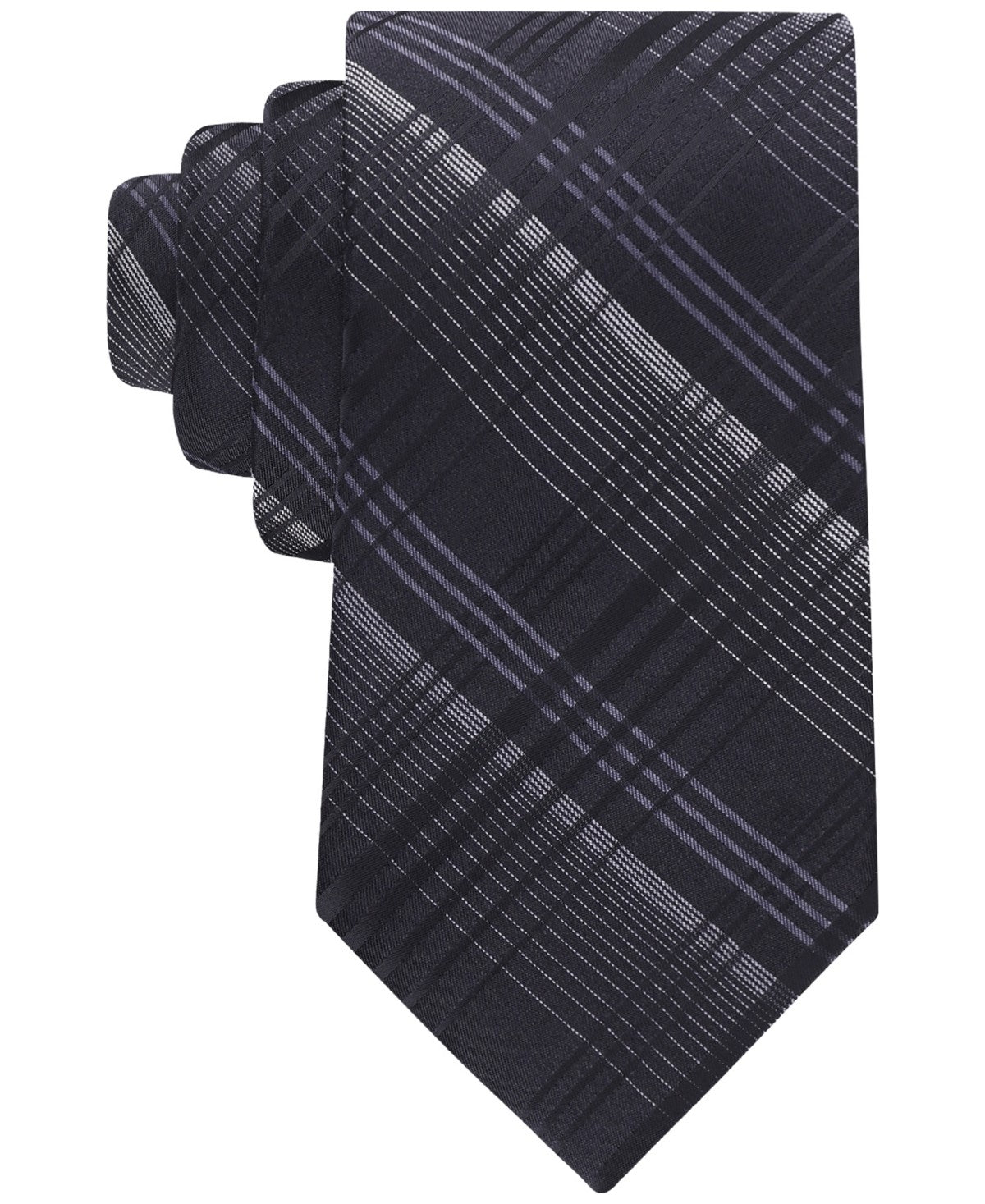 Calvin Klein Mens Raintree Plaid Neck Tie Black