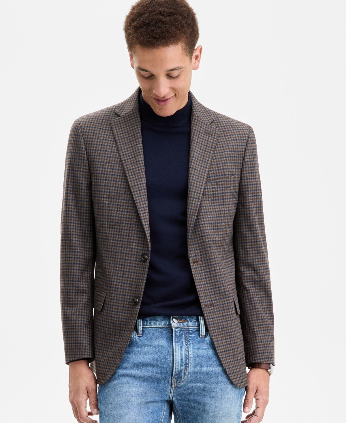 Tommy Hilfiger Mens Modern fit Sport Coat Blazer 36 R Brown Check