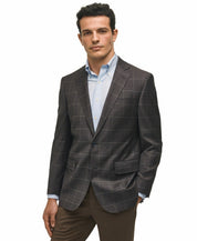 Brooks Brothers Mens Classic fit Sport Coat Blazer 38 R Brown Plaid Stretch Wool