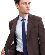 Bar Iii Mens Slim fit Suit Jacket Blazer 42 L Brown Solid Stretch