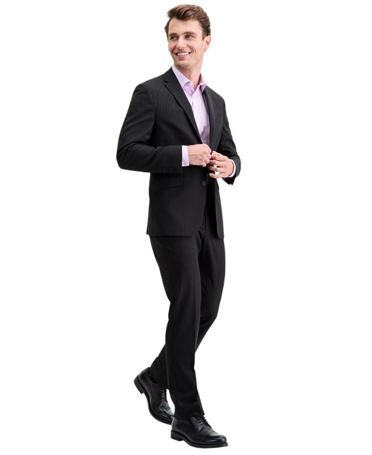 Kenneth Cole Mens Slim Fit Suit Jacket 38 Regular Black Striped COKK2FBZ0035