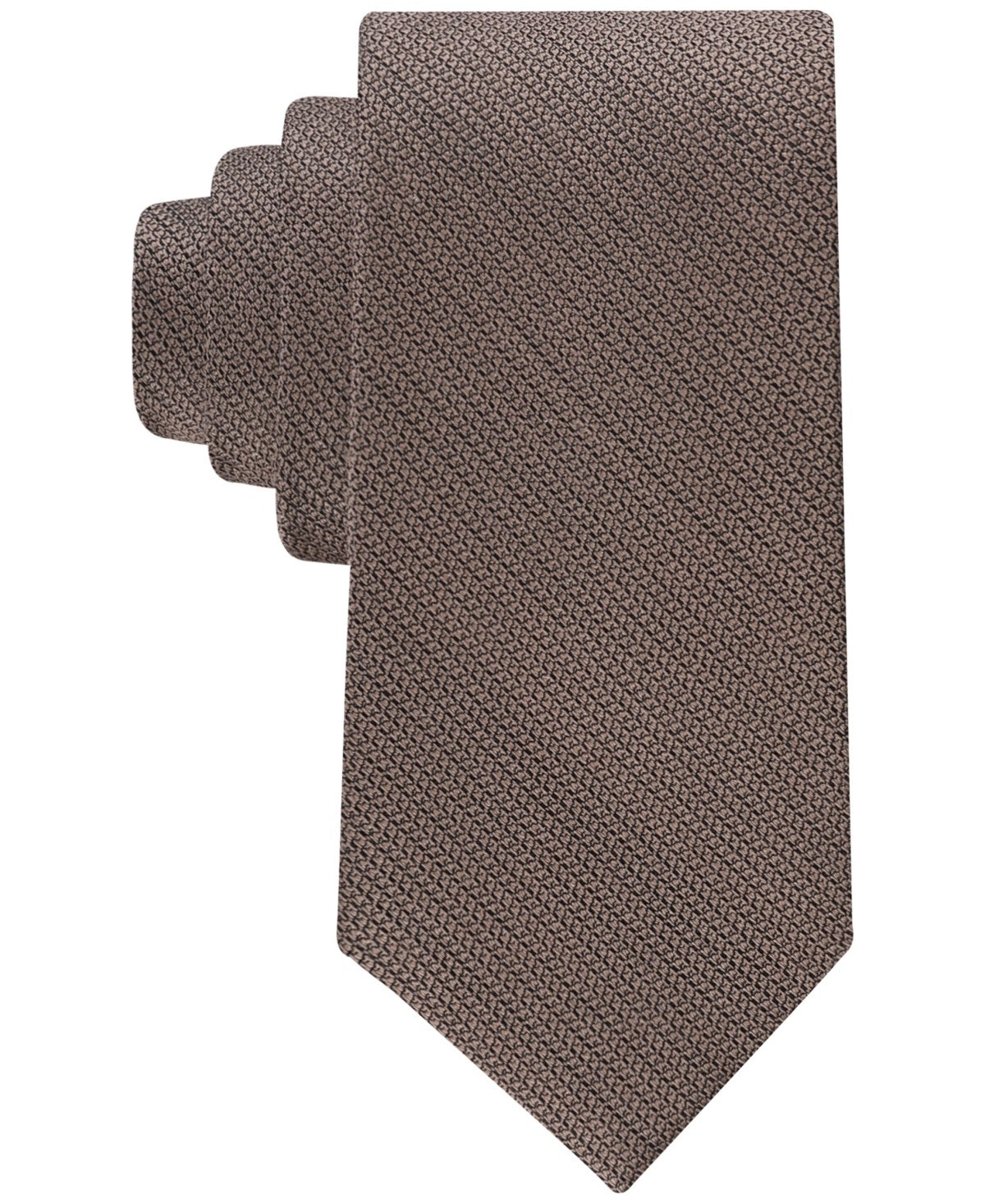 Calvin Klein Mens Colton Textured Solid Neck Tie Beige Taupe