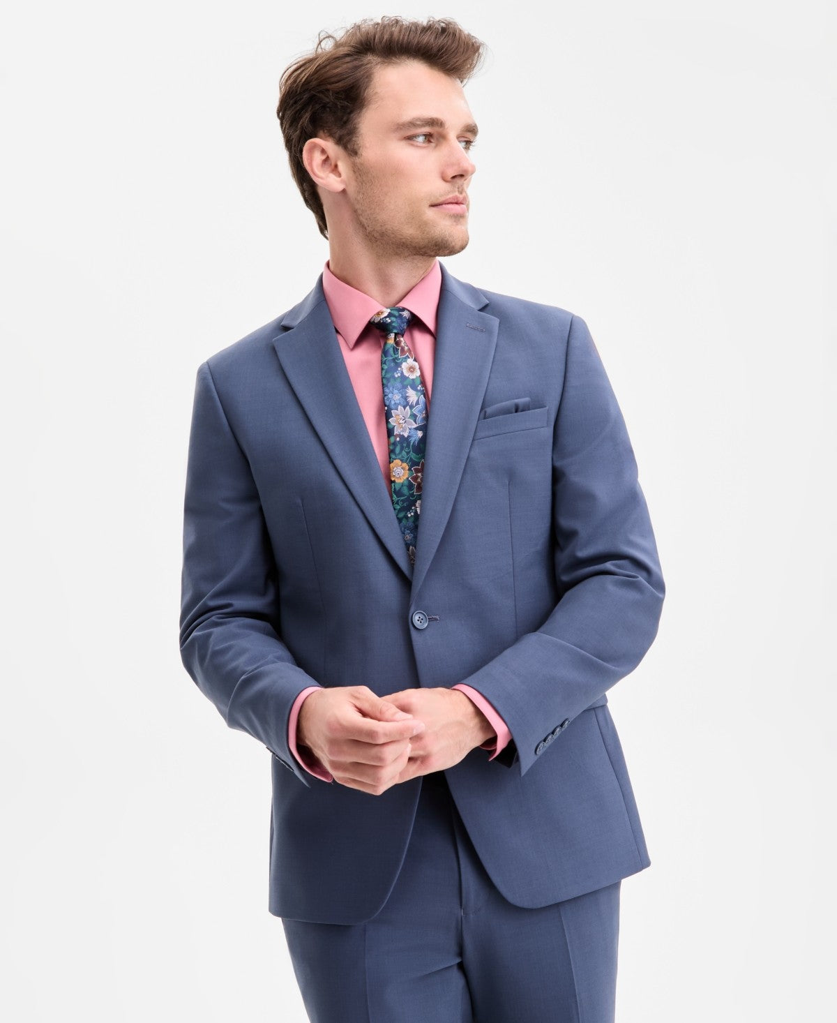 Bar III Mens Slim fit Wool Suit Jacket Blazer 38 S Blue Solid