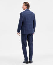 Nautica Mens Modern fit 2 Piece Suit 44 S / 38 Waist Blue Stretch Windowpane