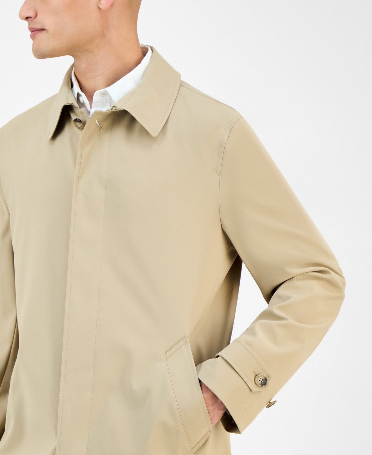 Michael Kors Men's Classic-Fit Raincoat Coat 40 S Beige