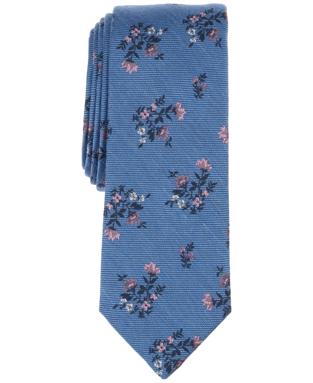 Bar III Mens Birchin Floral Neck Tie Pink Blue