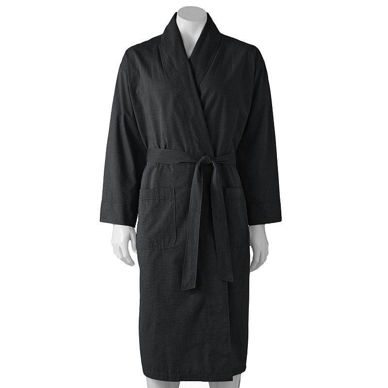 Hanes Mens Woven Shawl Robe Black XL to XXL