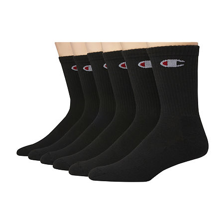 Champion Mens 6-Pk. Low-Cut Sports Ankle Socks Black