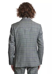 Paisley & Gray Mens Slim fit Sport Coat Blazer 38 R Light Green Plaid Stretch