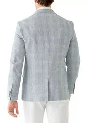 Vince Camuto Mens Slim fit Linen Cotton Sport Coat Blazer 42 R Blue Plaid