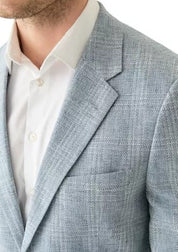 Vince Camuto Mens Slim fit Linen Cotton Sport Coat Blazer 42 R Blue Plaid