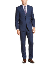 Nautica Mens Modern fit 2 Piece Suit 42 R / 36 Waist Blue Plaid Stretch