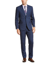 Nautica Mens Modern fit 2 Piece Suit 46 L / 41 Waist Blue Plaid Stretch
