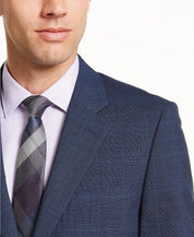 Nautica Mens Modern fit 2 Piece Suit 54 R / 48 Waist Blue Plaid Stretch