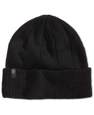 Timberland Men's Ribbed Beanie Hat Cap Black ONE SIZE