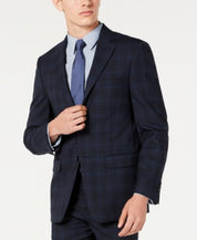 Calvin Klein Mens Slim Fit Wool Suit Jacket Navy Blue 48R