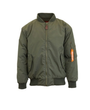 Spire by Galaxy Men's Regular Fit Flight Jacket Olive Green Large