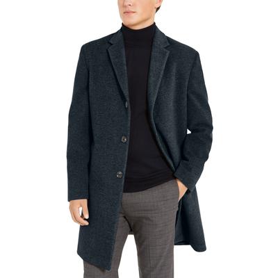 Tommy Hilfiger Mens Classic fit Overcoat Coat 44 L Navy Blue Solid