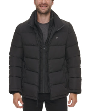 Calvin Klein Mens Puffer Coat Black Medium W/Bib