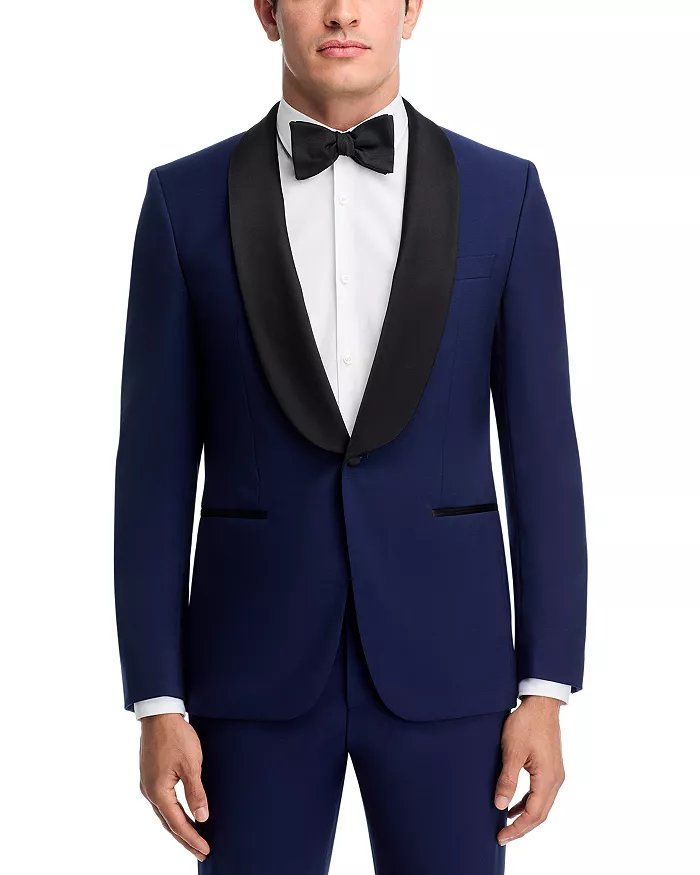 Hugo Boss Mens Shawl Collar Slim Fit Tuxedo Dinner Jacket 40 S Navy Blue