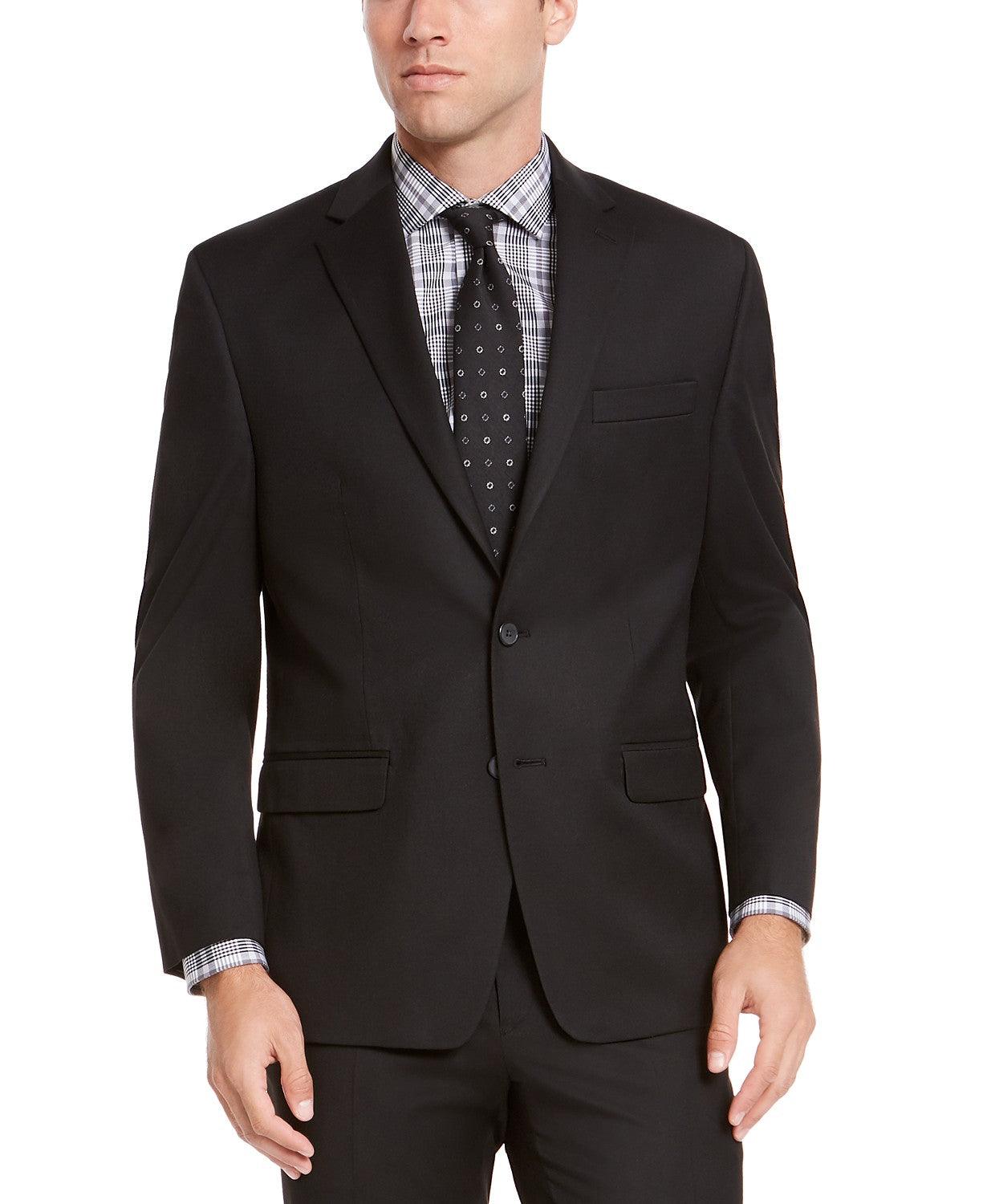 Izod Mens Classic fit Suit Jacket Blazer 40 L Black Solid