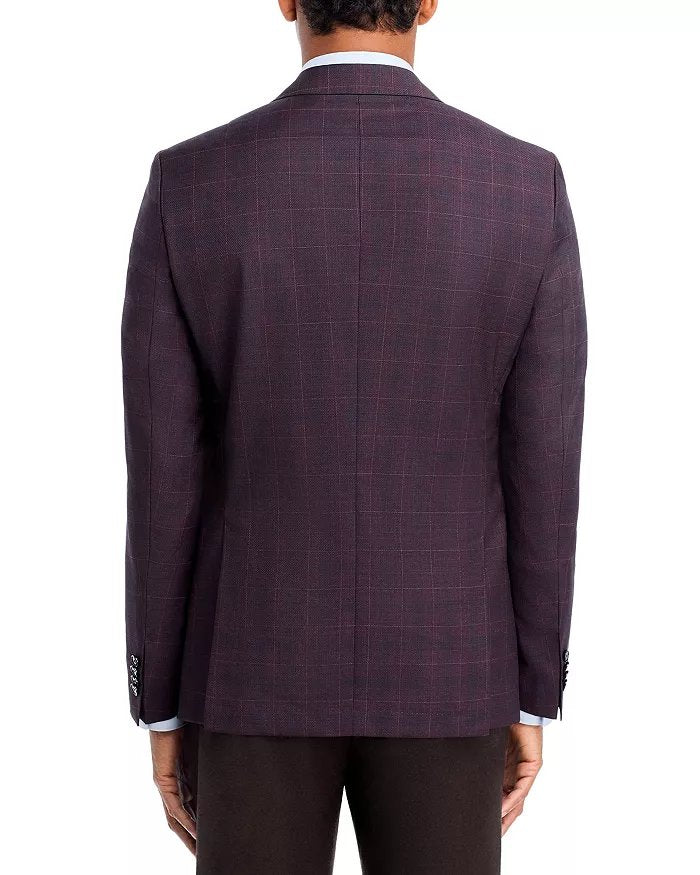 Hugo Boss Men Slim fit Wool Sport Coat Blazer 40 R Red Plaid