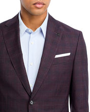 Hugo Boss Men Slim fit Wool Sport Coat Blazer 40 R Red Plaid