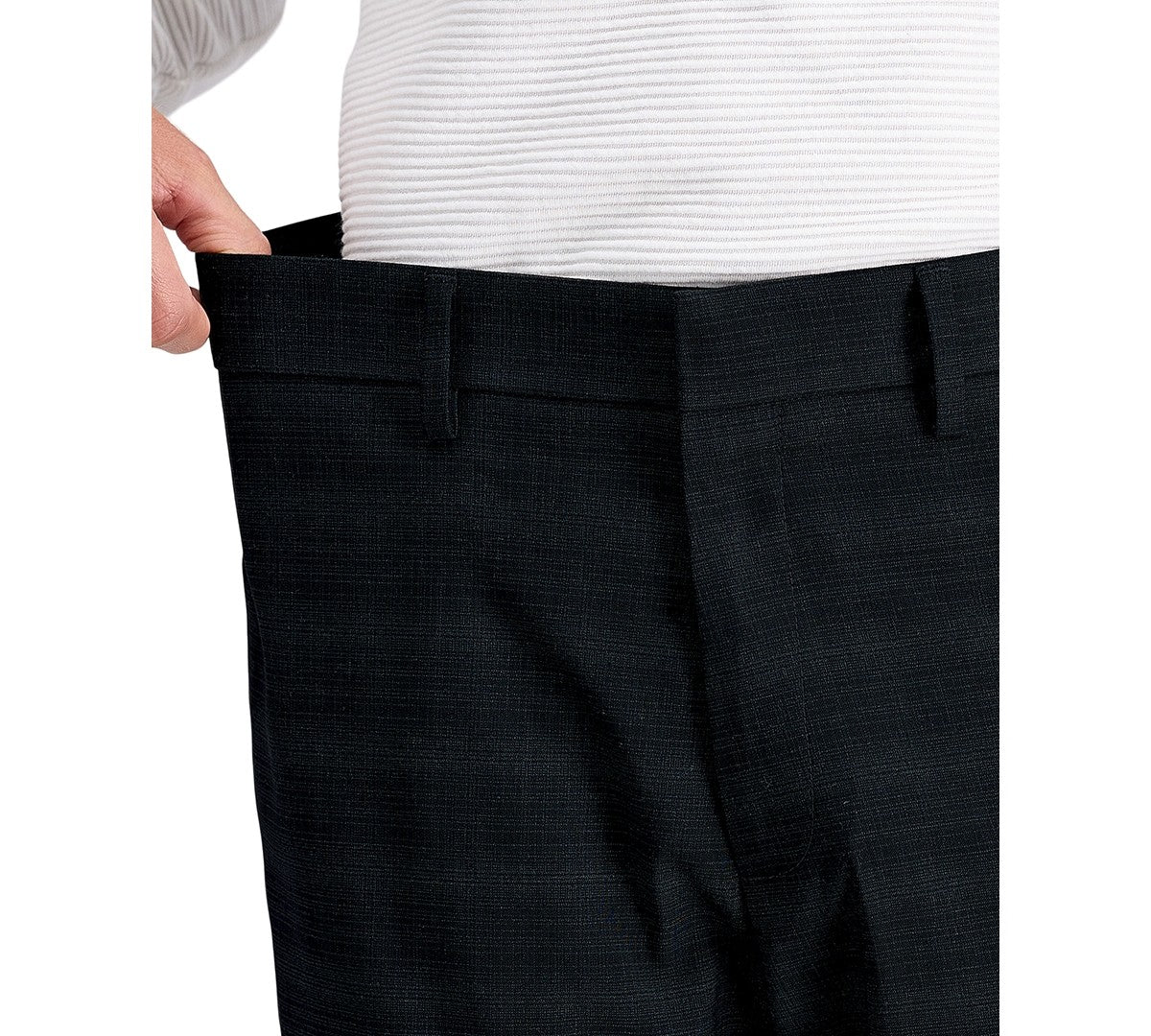 Kenneth Cole Mens Slim fit Dress Pants 30 / 30 Black Plaid Stretch