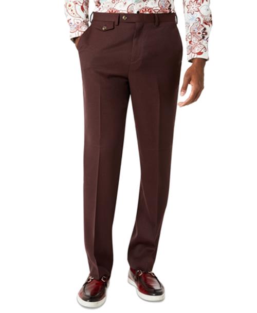 TAYION COLLECTION Men's Suit Dress Pants Burgundy 38 x 32 Classic-Fit Wool