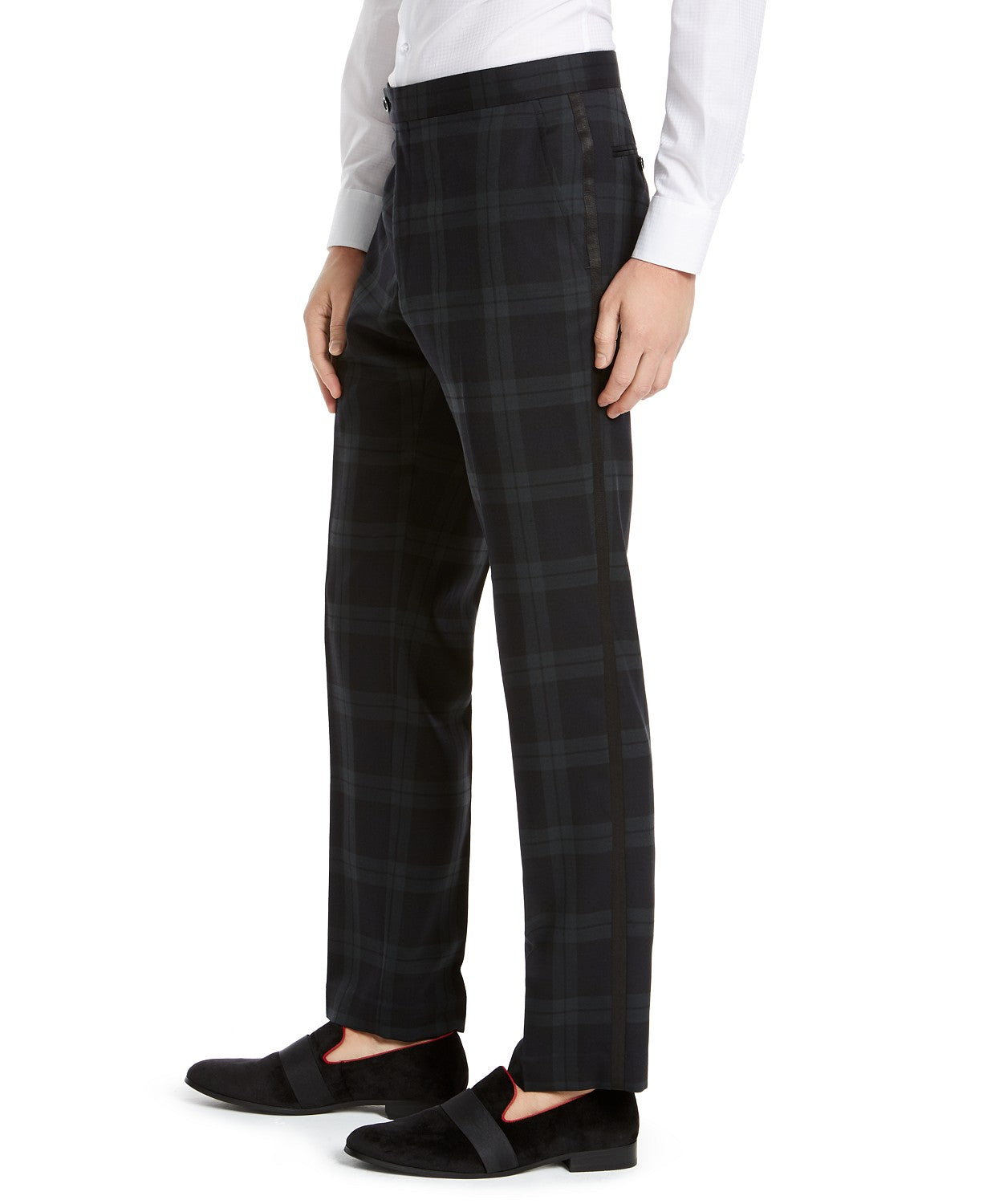 Tommy Hilfiger Mens Modern fit Dress Pants 32 / 34 Navy Blue Plaid