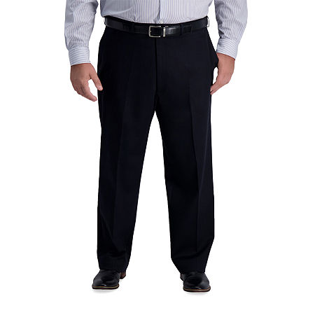 Haggar Mens Classic fit Dress Pants 48 / 30 Black Solid Stretch