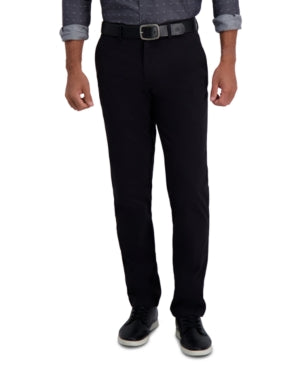 Haggar Mens Slim fit Casual Pants 36 / 32 Black Solid Stretch
