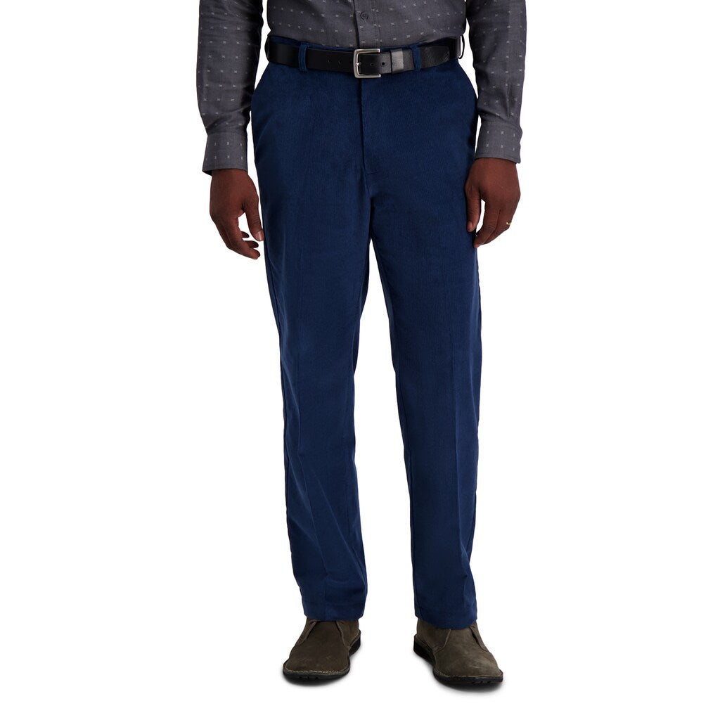 Haggar Mens Classic fit Casual Corduroy Pants 40 / 30 Blue Solid