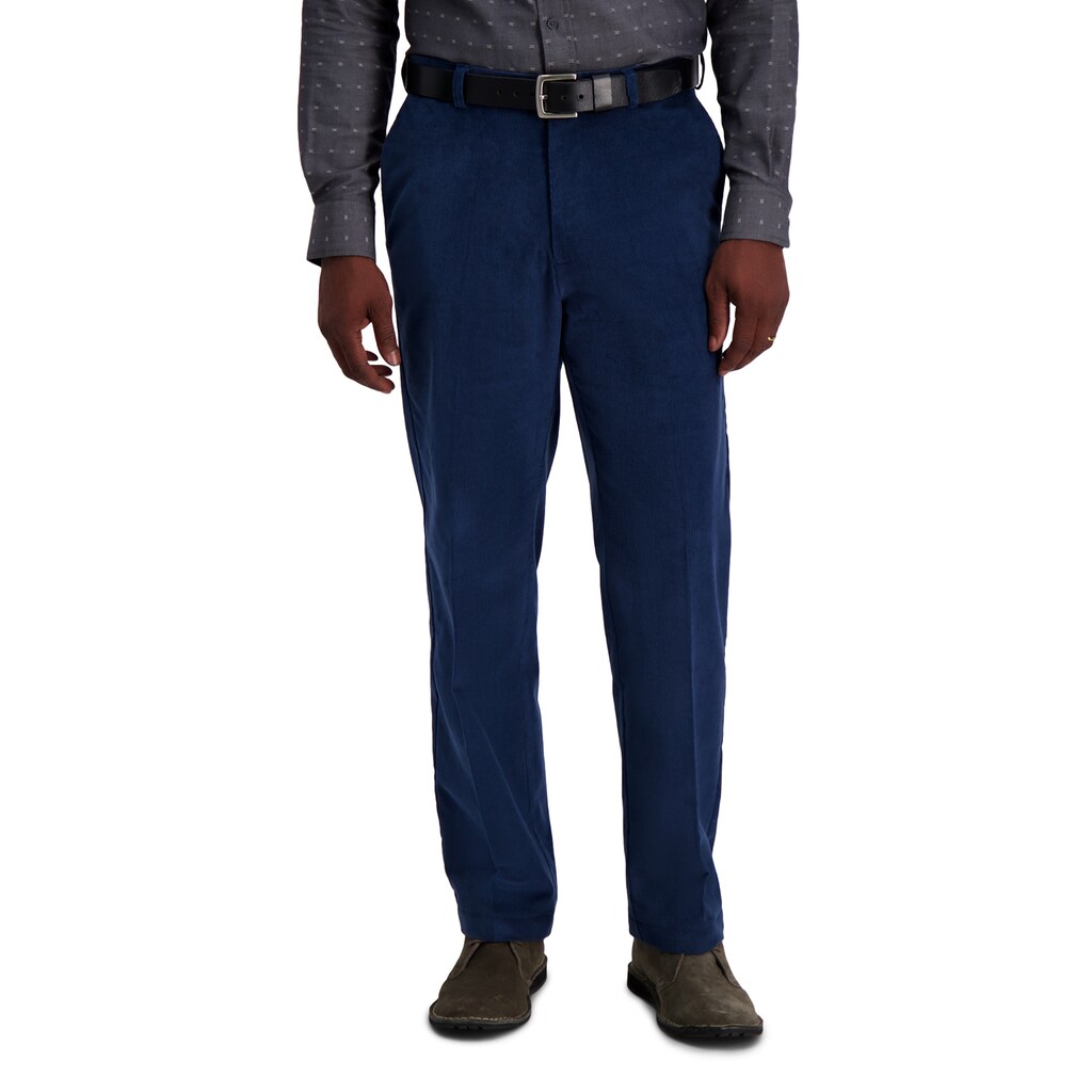 Haggar Mens Classic fit Cotton Dress Pants Corduroy 42 / 32 Blue Solid