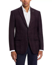 John Varvatos Star Usa Mens Wool Sport Coat Blazer 44 R Purple Plaid