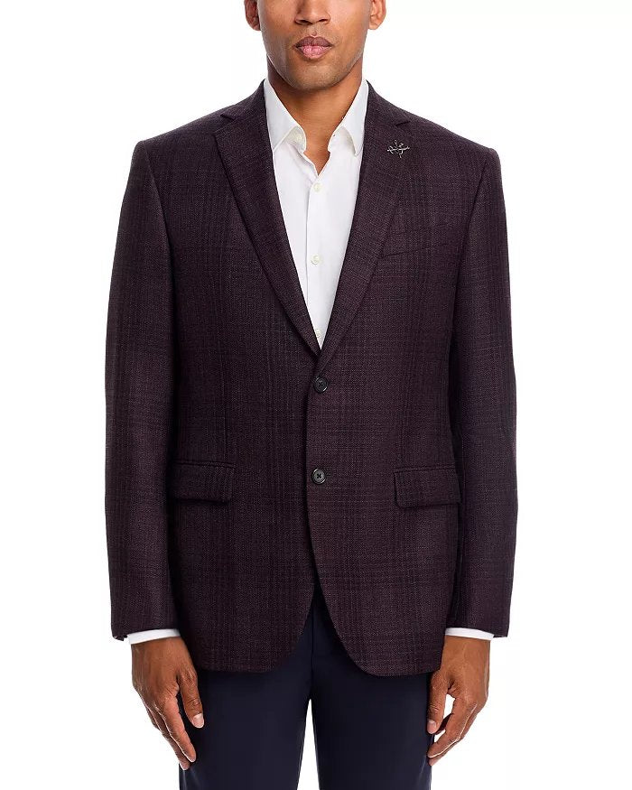 John Varvatos Star Usa Mens Wool Sport Coat Blazer 40 R Purple Plaid