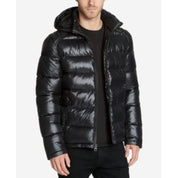 Guess Mens Shiny Puffer Jacket Coat Large Black Solid