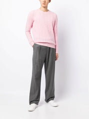 Polo Ralph Lauren Mens Cashmere Cable Knit Crewneck Sweater Pink Large