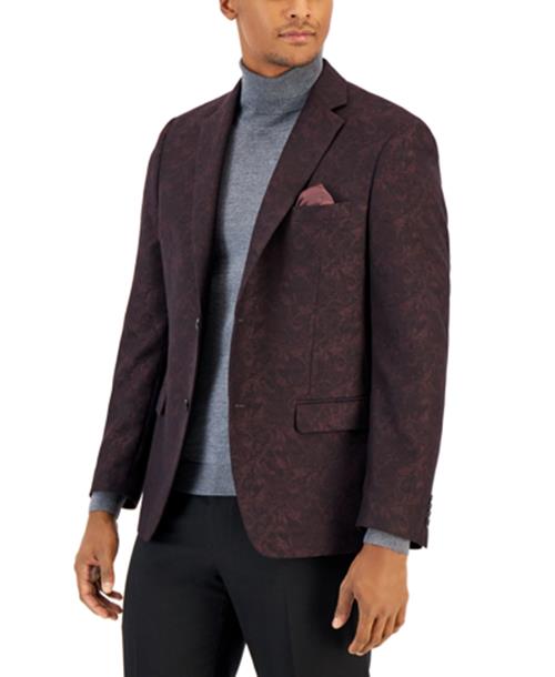 Alfani Men's Slim-Fit Jacquard Blazer Burgundy 38R