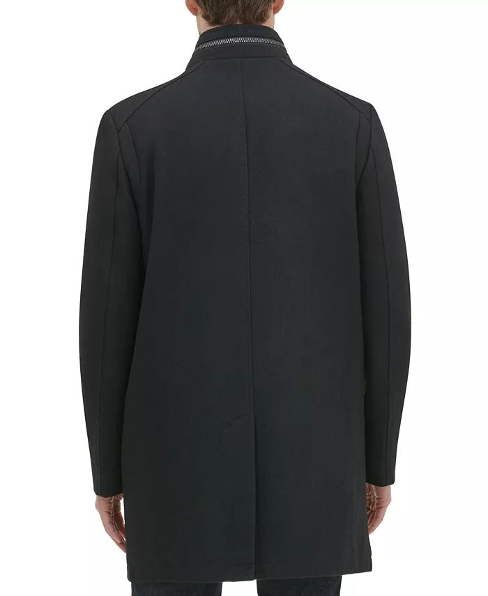 Kenneth Cole Mens Slim Fit Overcoat Coat XL Black Solid