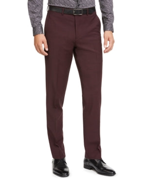 Bar III Mens Slim Fit Active Stretch Suit Dress Pants Burgundy Red 34 x 32