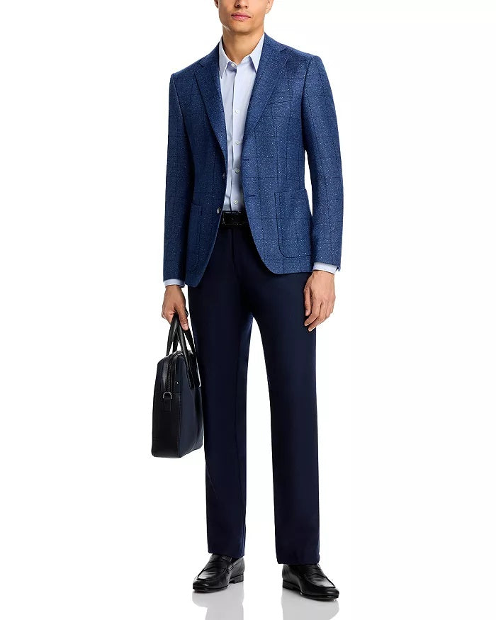 Hugo Boss Mens Regular fit Hudson Sport Coat Blazer 40 S Blue Plaid Stretch