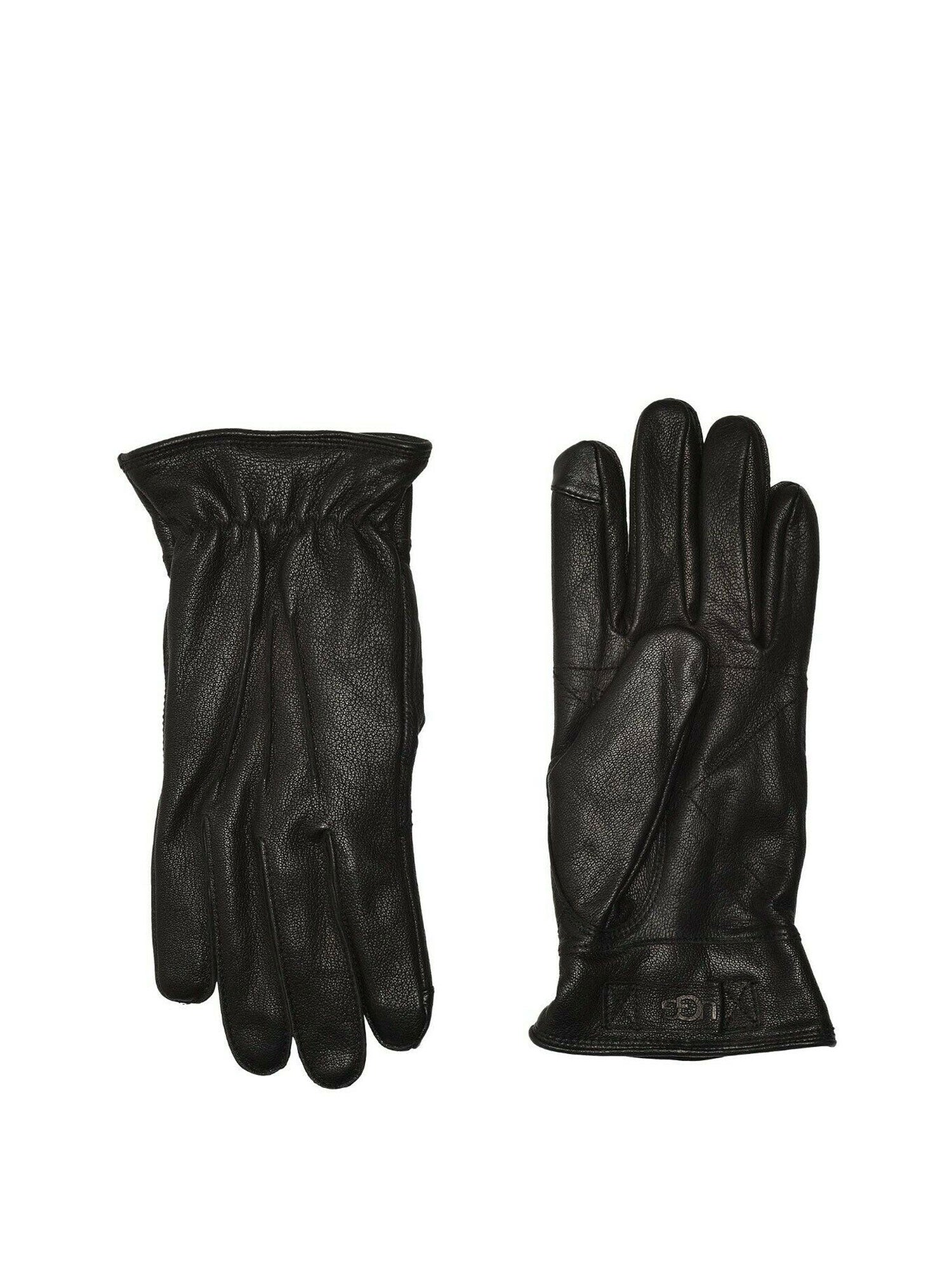 UGG Men's Leather Fleece Lined Gloves Black Large