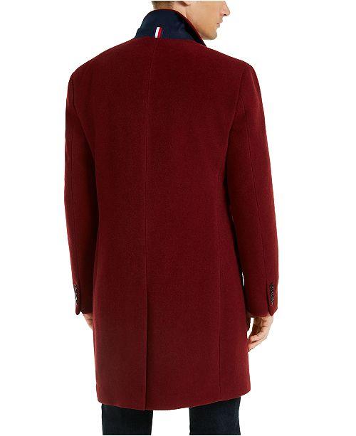 Tommy Hilfiger Addison Wool-Blend Trim Fit Overcoat Coat 38R Red