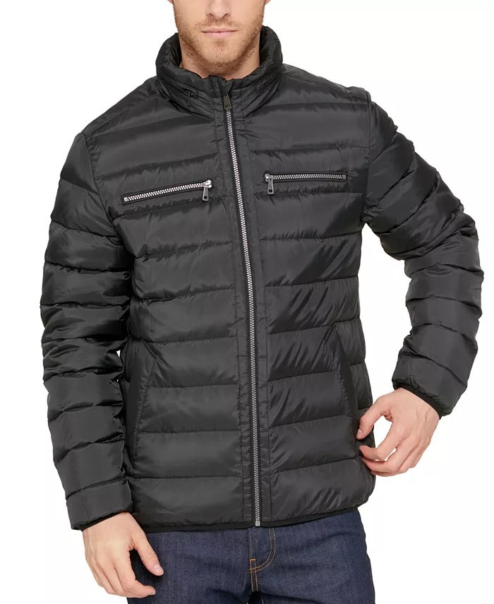 Cole Haan Men's Quilted Zip-Front Jacket Black Medium