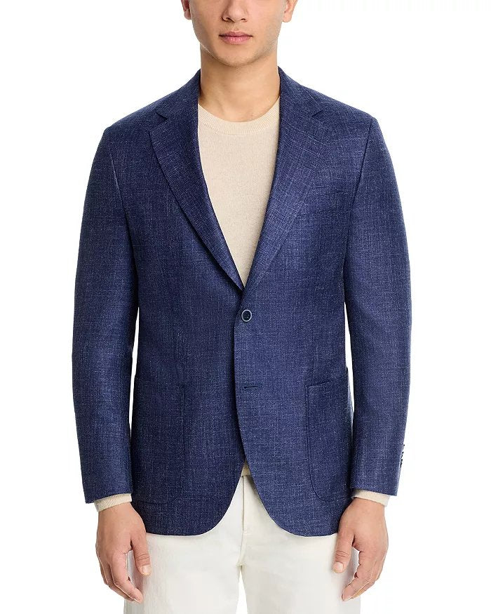 Peter Millar Mélange Solid Hyperlight Regular Fit Soft Sportcoat Blazer 46R Blue