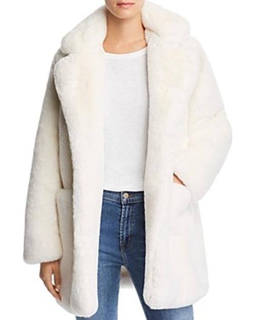 Apparis Womens Sophie 2 Winter MIDI Faux Fur Coat XS Ivory White