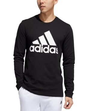 Adidas Men's Badge of Sport Logo Long Sleeve Crewneck T Shirt Black Small